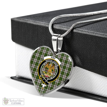 Hay White Dress Tartan Heart Necklace with Family Crest