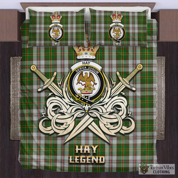 Hay White Dress Tartan Bedding Set with Clan Crest and the Golden Sword of Courageous Legacy