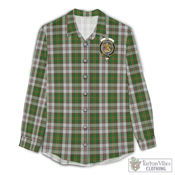 Hay White Dress Tartan Womens Casual Shirt with Family Crest