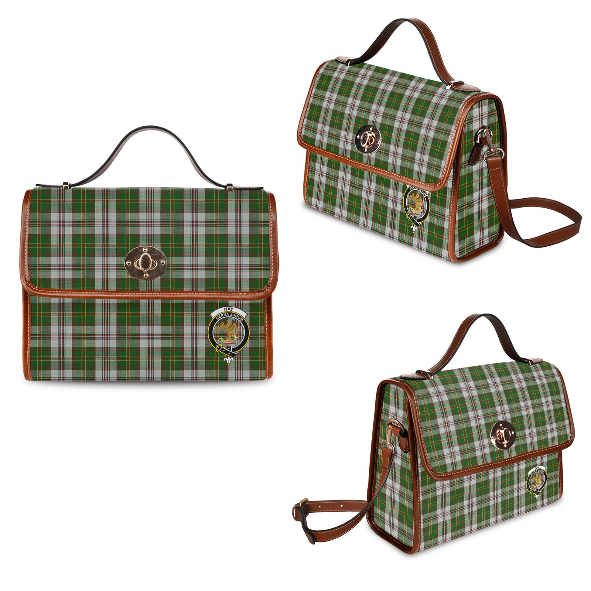 hay-white-dress-tartan-leather-strap-waterproof-canvas-bag-with-family-crest