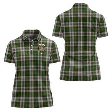 Hay White Dress Tartan Polo Shirt with Family Crest For Women