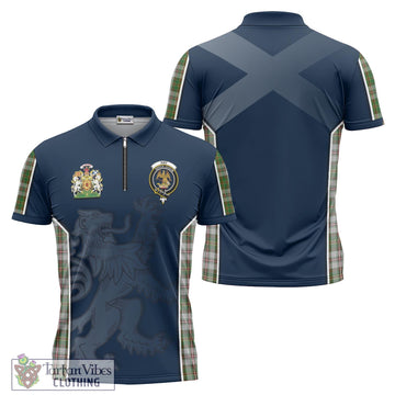 Hay White Dress Tartan Zipper Polo Shirt with Family Crest and Lion Rampant Vibes Sport Style