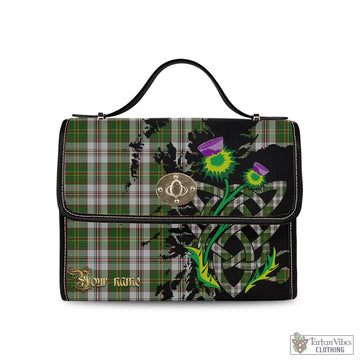 Hay White Dress Tartan Waterproof Canvas Bag with Scotland Map and Thistle Celtic Accents