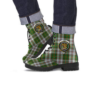 Hay White Dress Tartan Leather Boots with Family Crest