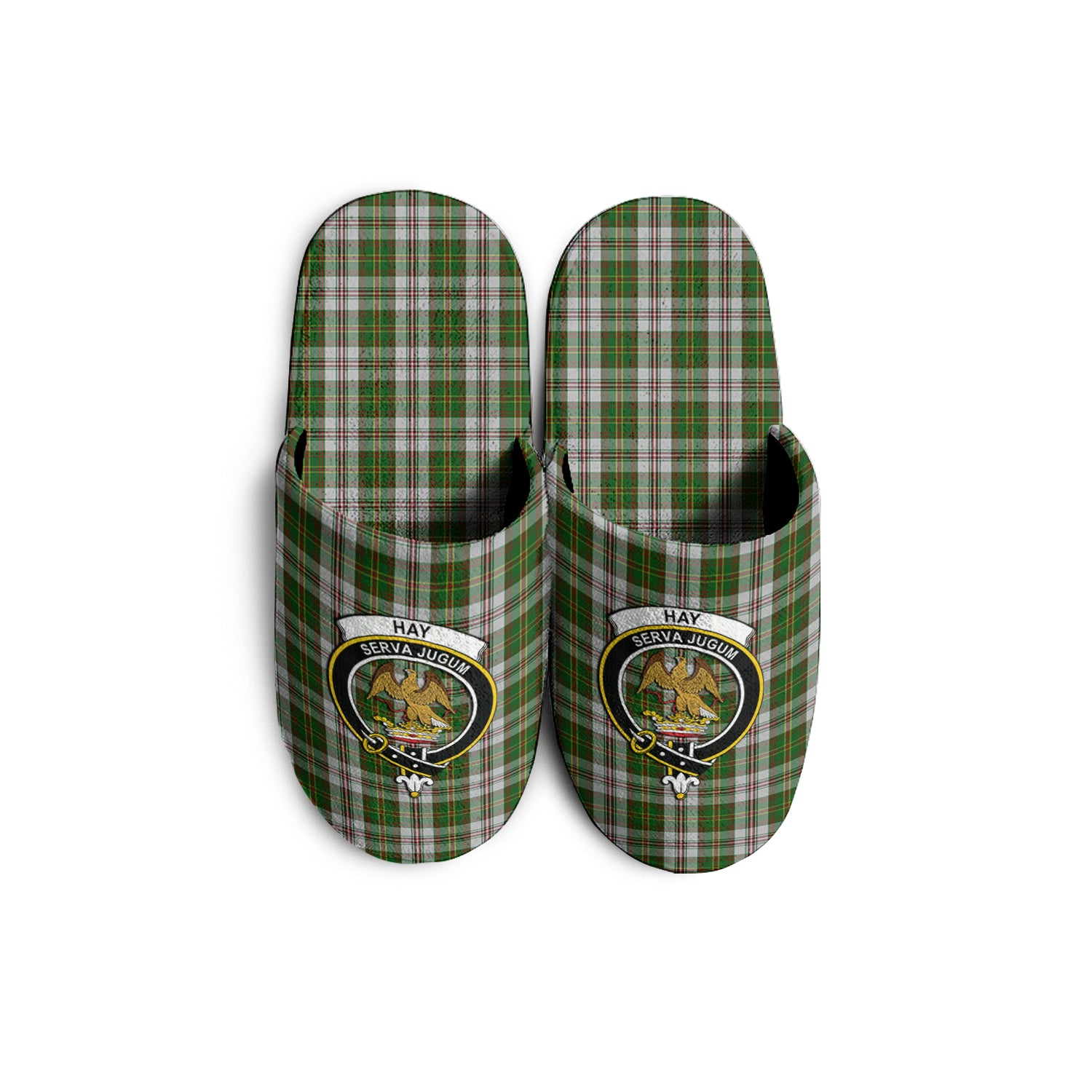 Hay White Dress Tartan Home Slippers with Family Crest - Tartanvibesclothing