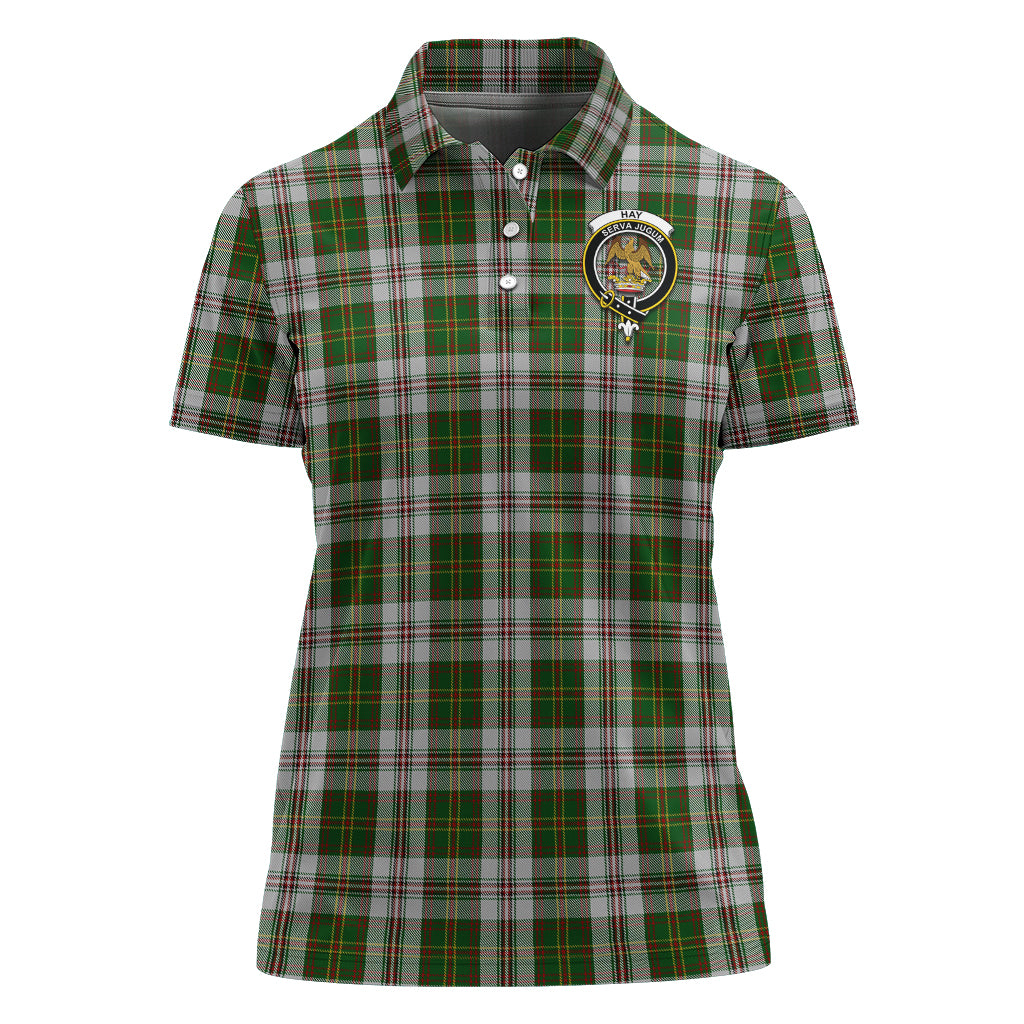 hay-white-dress-tartan-polo-shirt-with-family-crest-for-women