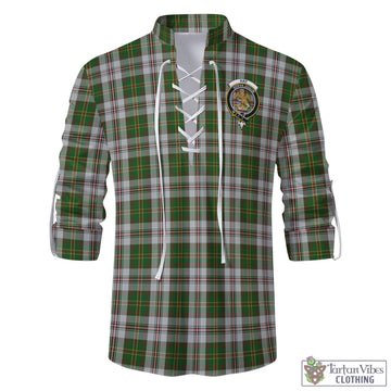 Hay White Dress Tartan Men's Scottish Traditional Jacobite Ghillie Kilt Shirt with Family Crest