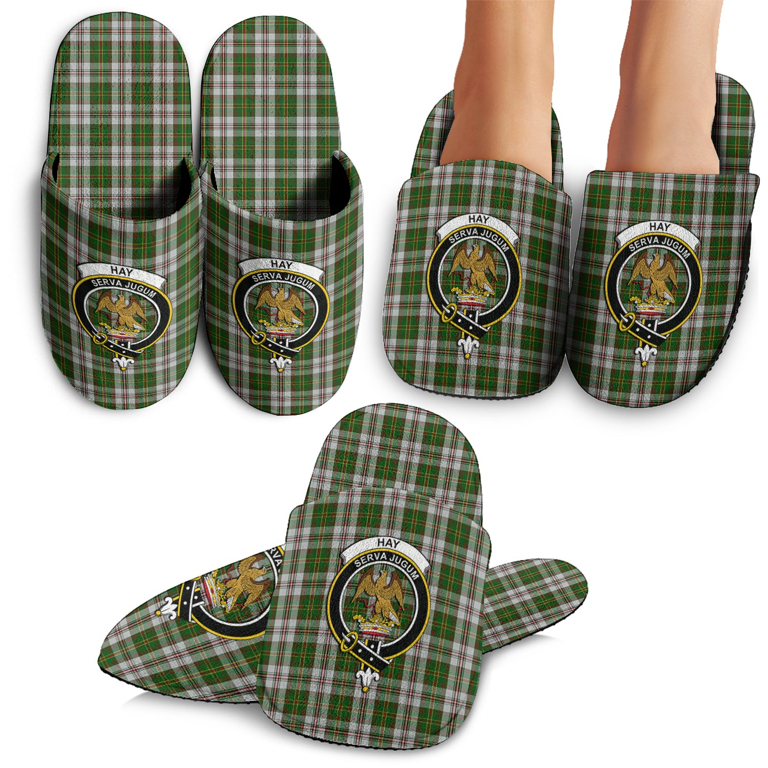 Hay White Dress Tartan Home Slippers with Family Crest - Tartanvibesclothing