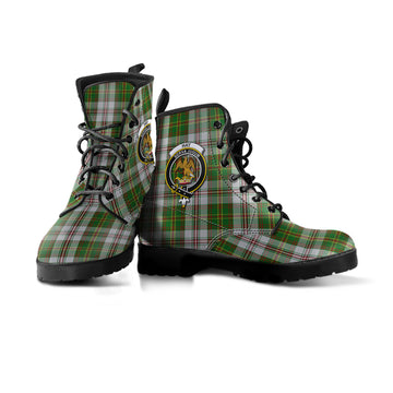 Hay White Dress Tartan Leather Boots with Family Crest