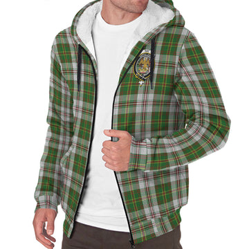 Hay White Dress Tartan Sherpa Hoodie with Family Crest