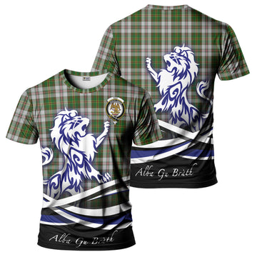 Hay White Dress Tartan T-Shirt with Alba Gu Brath Regal Lion Emblem