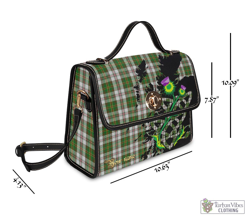 Tartan Vibes Clothing Hay White Dress Tartan Waterproof Canvas Bag with Scotland Map and Thistle Celtic Accents