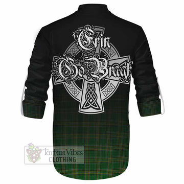 Tartan Vibes Clothing Hayes Irish Clan Ghillie Kilt Shirt with Coat of Arms Erin Go Bragh Celtic Inspired