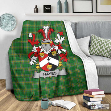 Tartan Vibes Clothing Hayes Irish Clan Tartan Blanket with Coat of Arms