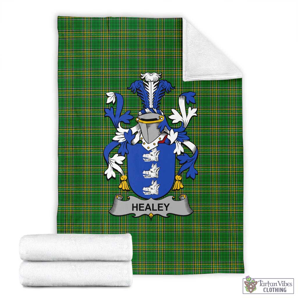Healey Irish Clan Tartan Blanket with Coat of Arms X-Large 59 x 79 inches 150 x 200 cm - Tartan Vibes Clothing
