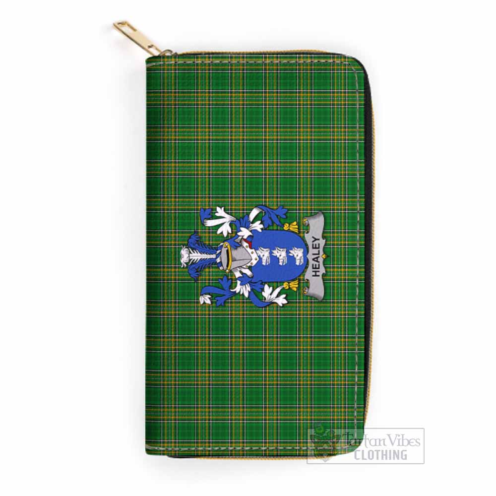 Healey Irish Clan Tartan Women's Leather Wallet with Coat of Arms One Size 19.7*10.5*3.5 cm - Tartan Vibes Clothing