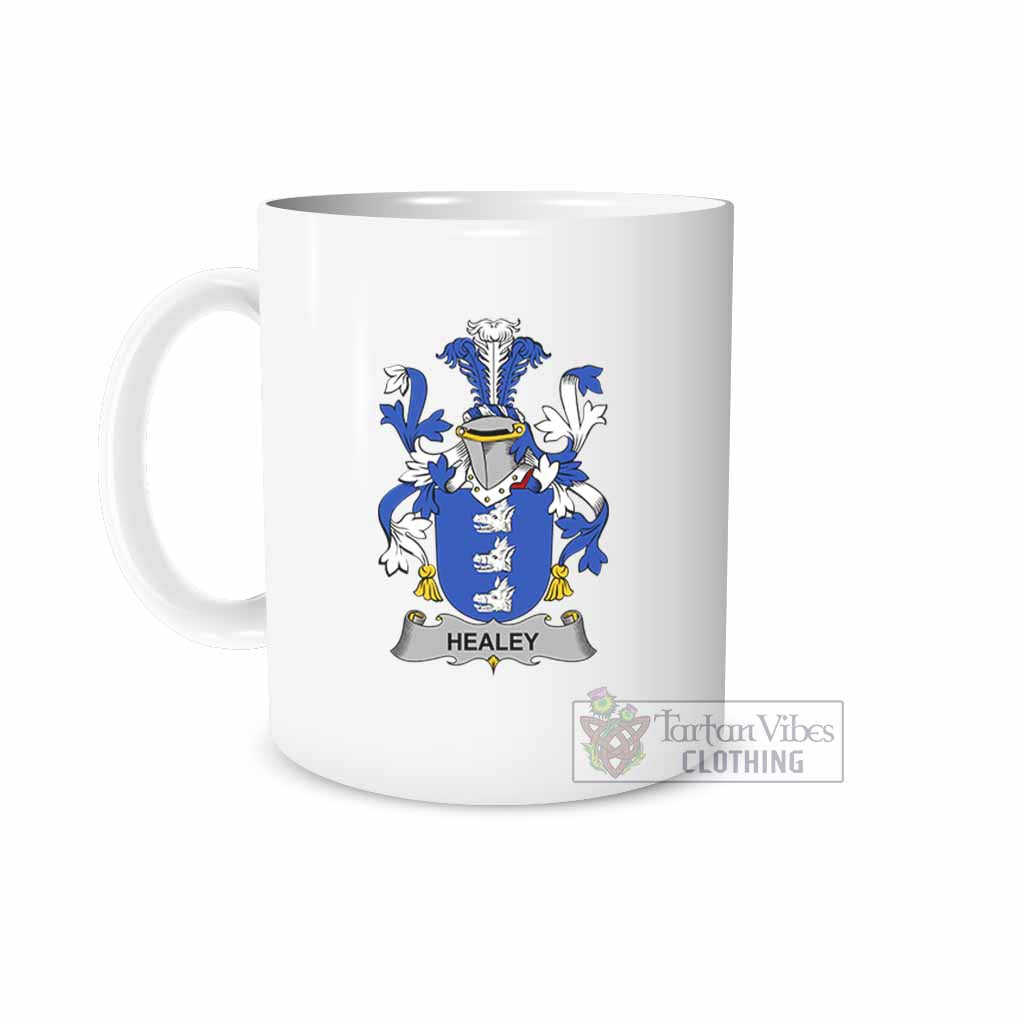 Healey Irish Clan Coat of Arms Ceramic Mug White - 2D-tartanvibesclothing