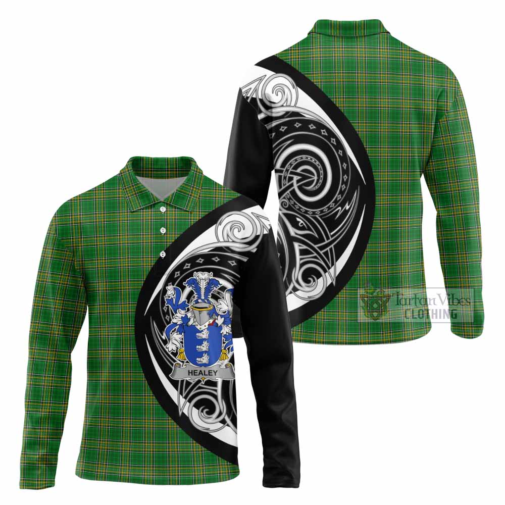 Healey Irish Clan Long Sleeve Polo Shirt Celtic Circle Style - Tartan Vibes Clothing