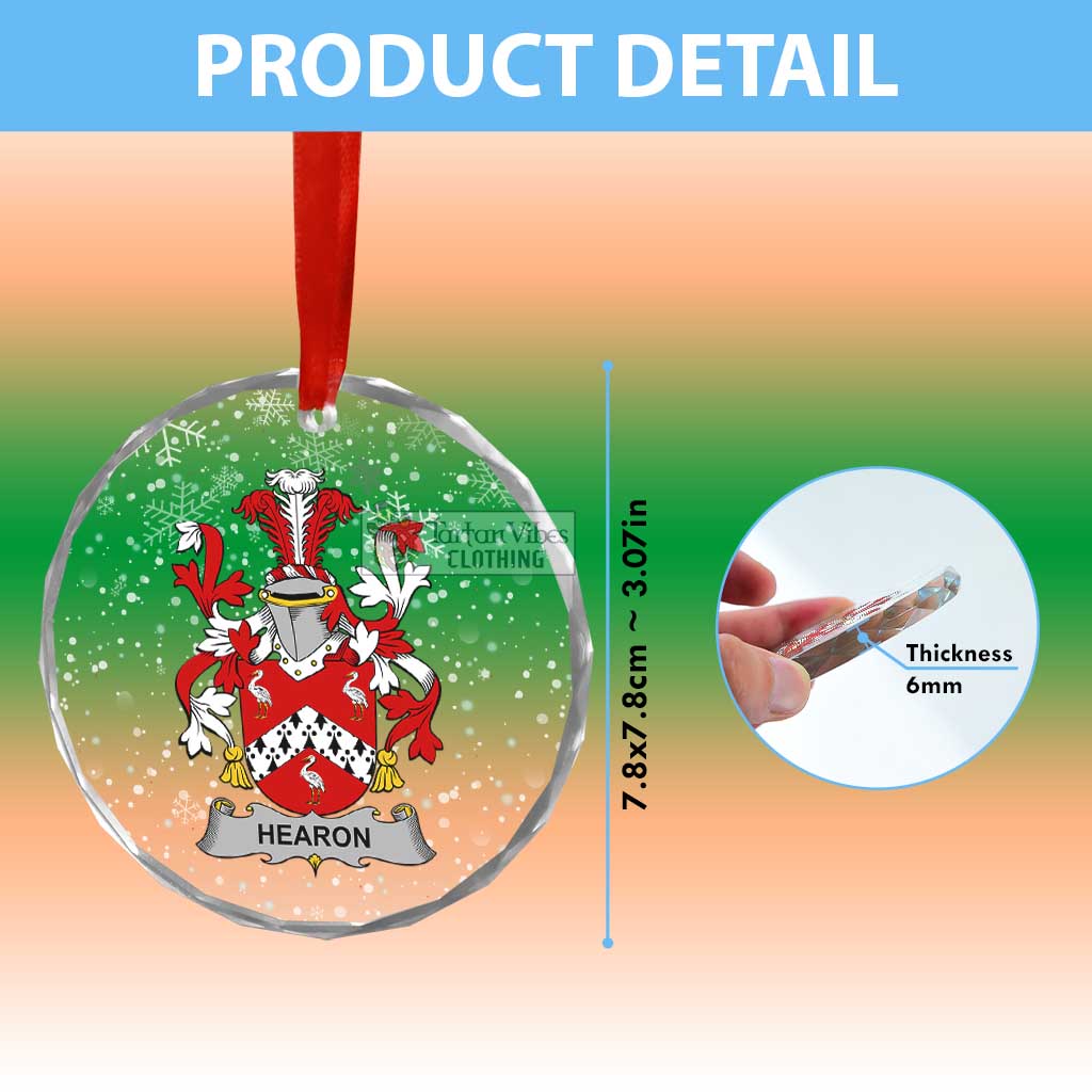 Tartan Vibes Clothing Hearon Irish Clan Christmas Glass Ornament with Coat of Arms