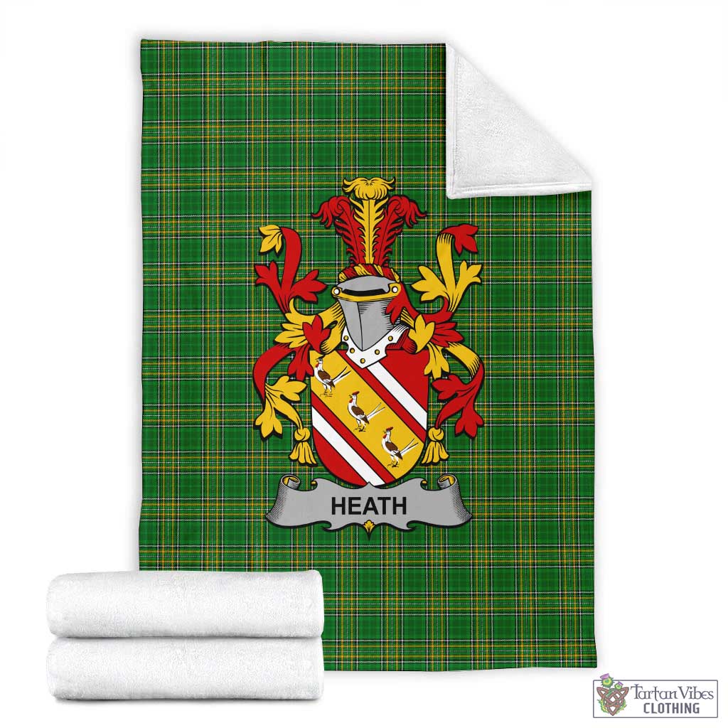Heath Irish Clan Tartan Blanket with Coat of Arms X-Large 59 x 79 inches 150 x 200 cm - Tartan Vibes Clothing