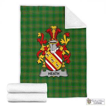 Tartan Vibes Clothing Heath Irish Clan Tartan Blanket with Coat of Arms