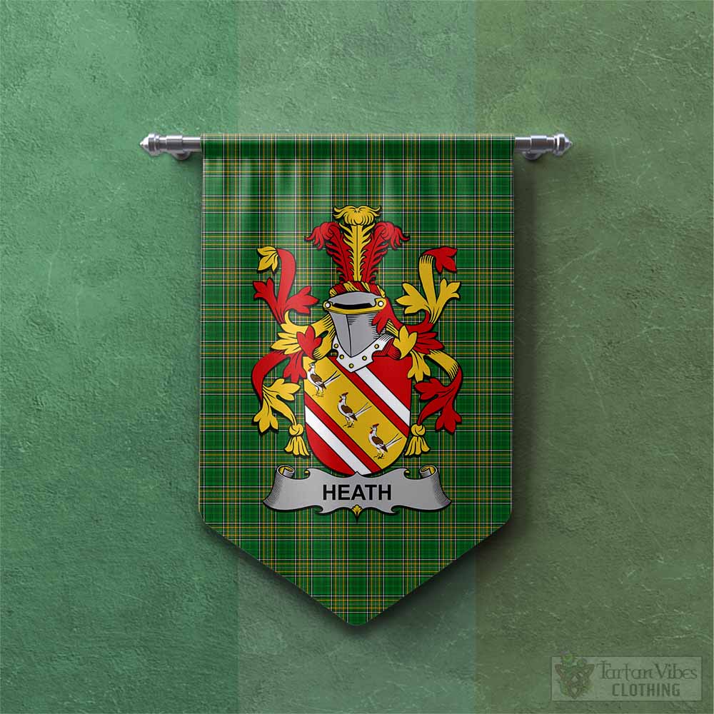Tartan Vibes Clothing Heath Irish Clan Tartan Gonfalon, Tartan Banner with Coat of Arms