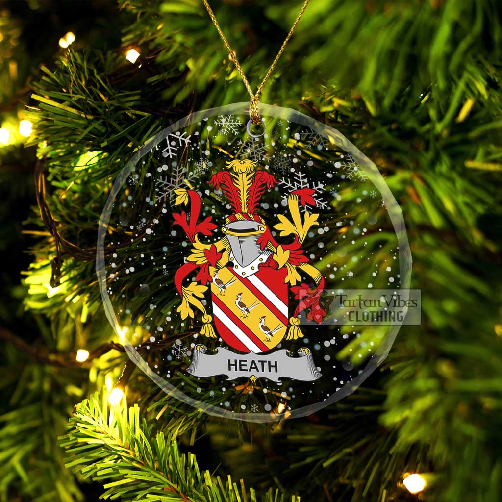 Heath Irish Clan Christmas Glass Ornament with Coat of Arms Transparent Glass Circle - 2D-tartanvibesclothing