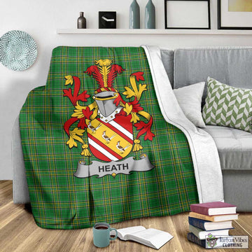 Tartan Vibes Clothing Heath Irish Clan Tartan Blanket with Coat of Arms