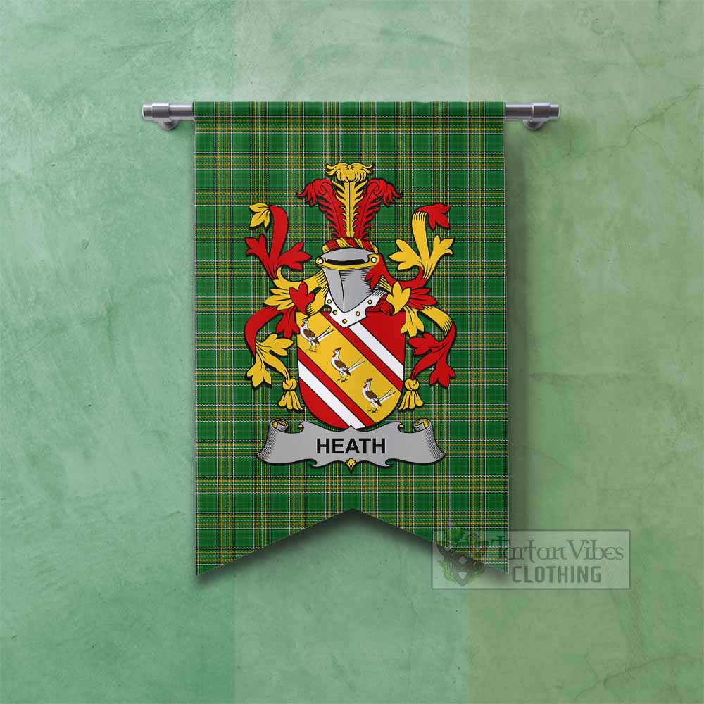 Tartan Vibes Clothing Heath Irish Clan Tartan Gonfalon, Tartan Banner with Coat of Arms