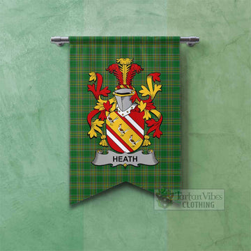 Heath Irish Clan Tartan Gonfalon, Tartan Banner with Coat of Arms