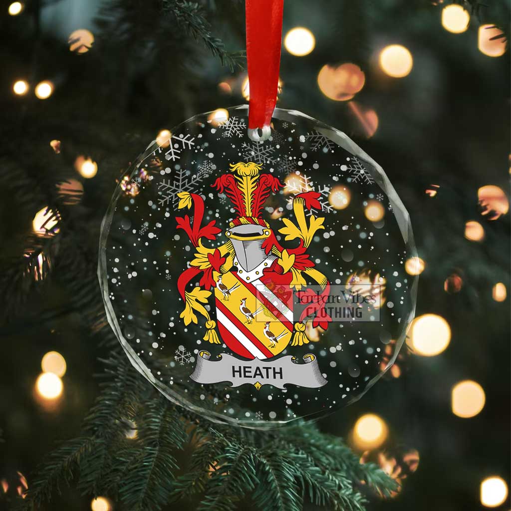 Heath Irish Clan Christmas Glass Ornament with Coat of Arms - 2D-tartanvibesclothing