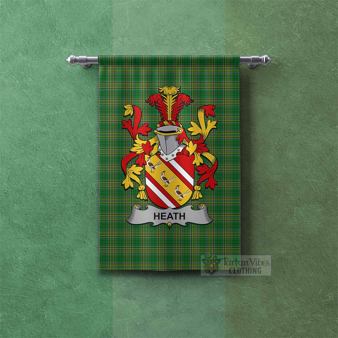 Tartan Vibes Clothing Heath Irish Clan Tartan Gonfalon, Tartan Banner with Coat of Arms