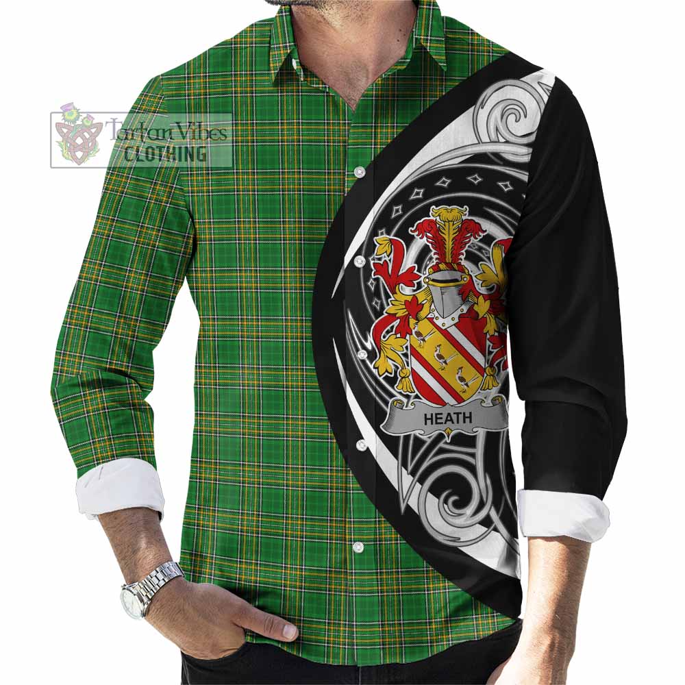 Tartan Vibes Clothing Heath Irish Clan Long Sleeve Button Shirt Celtic Circle Style