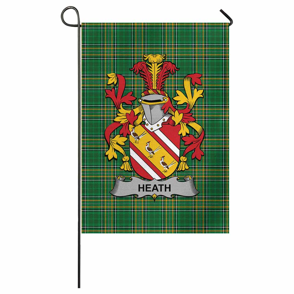 Heath Irish Clan Tartan Flag with Coat of Arms