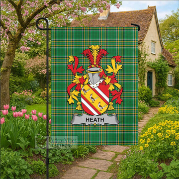 Heath Irish Clan Tartan Garden Flag with Coat of Arms