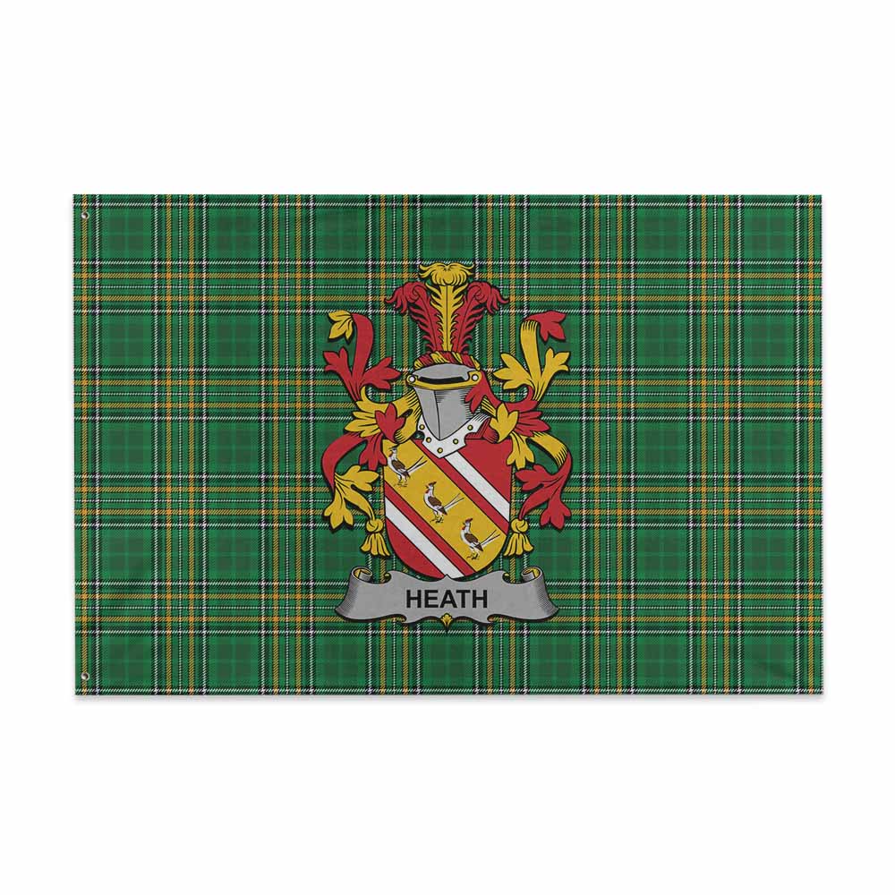 Tartan Vibes Clothing Heath Irish Clan Tartan House Flag with Coat of Arms