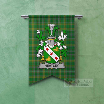 Tartan Vibes Clothing Heatley Irish Clan Tartan Gonfalon, Tartan Banner with Coat of Arms