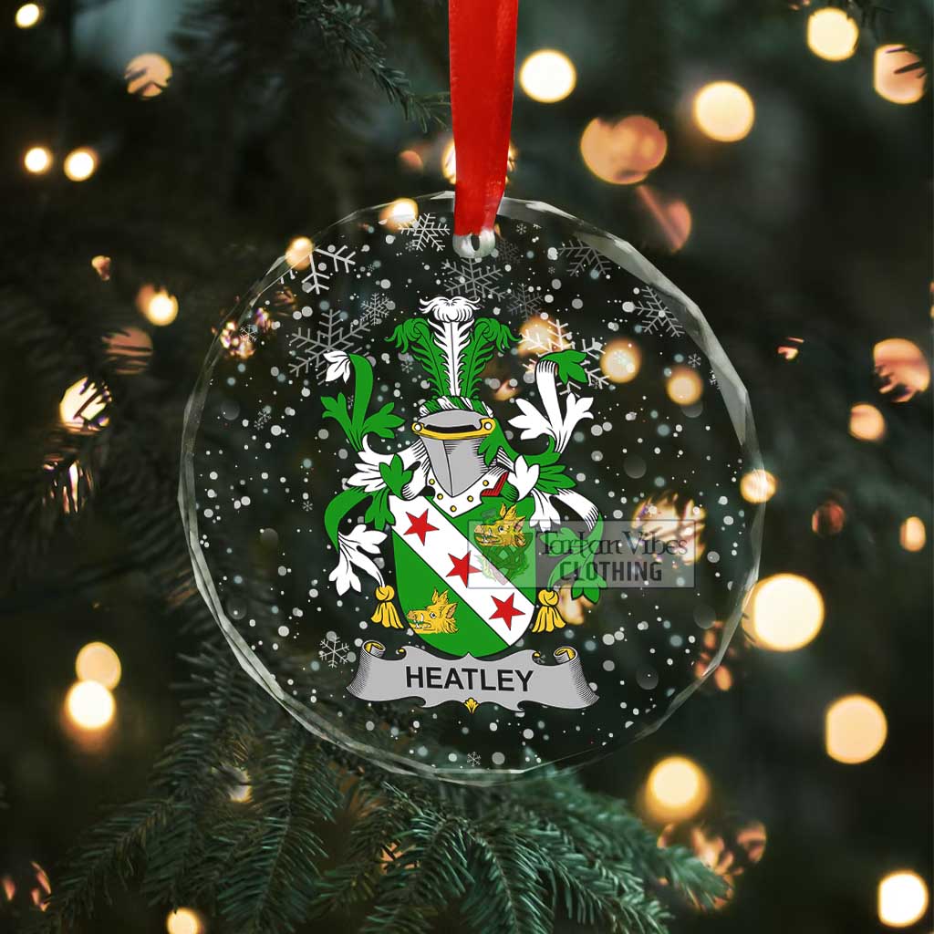 Heatley Irish Clan Christmas Glass Ornament with Coat of Arms - 2D-tartanvibesclothing