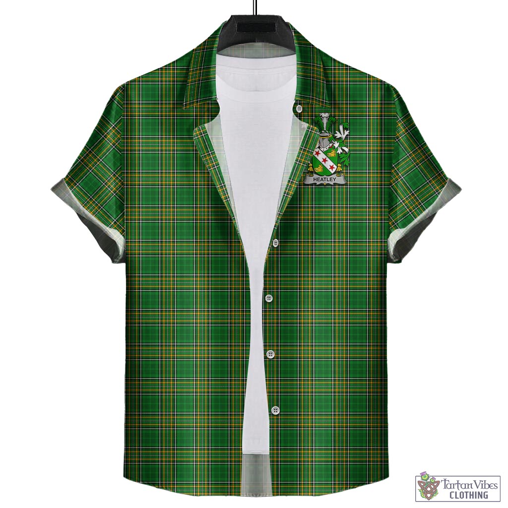 Heatley Irish Clan Tartan Hawaiian Shirt with Coat of Arms - Tartan Vibes Clothing
