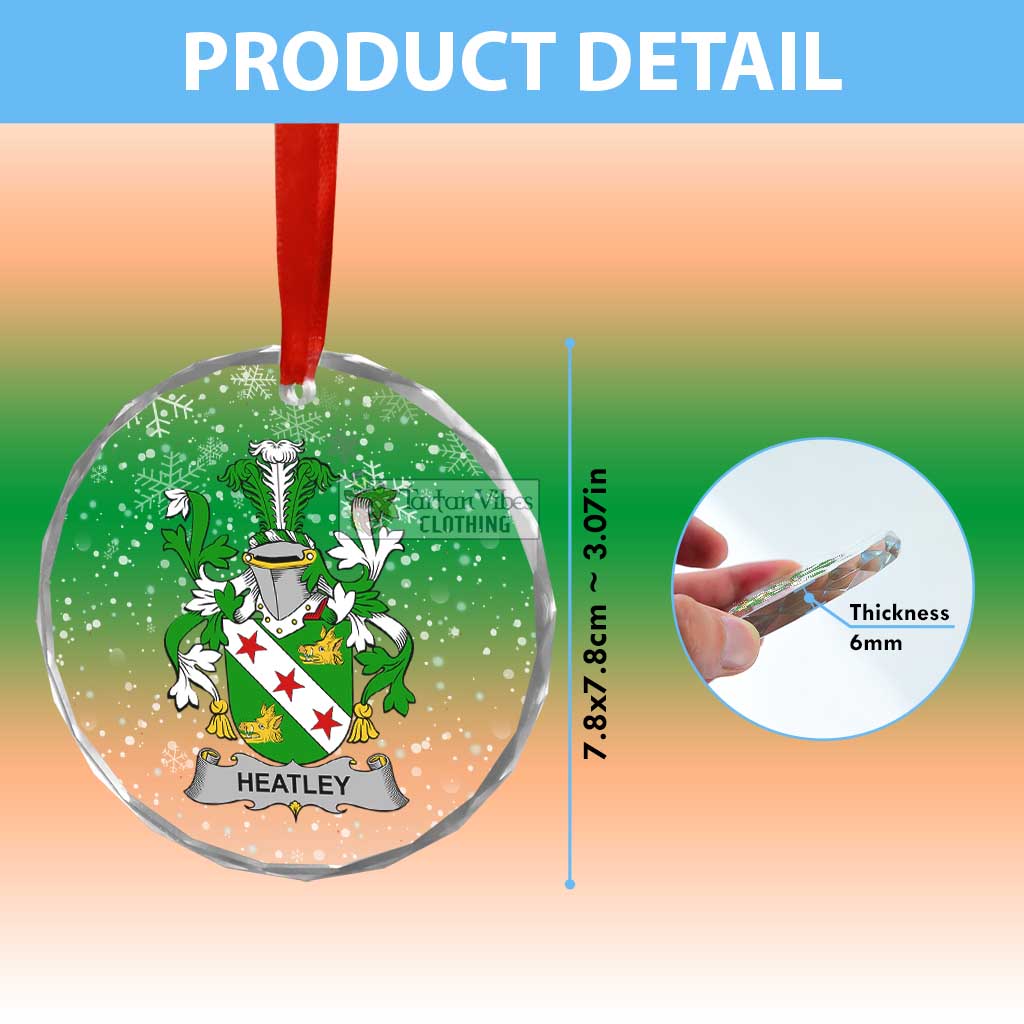 Heatley Irish Clan Christmas Glass Ornament with Coat of Arms - 2D-tartanvibesclothing