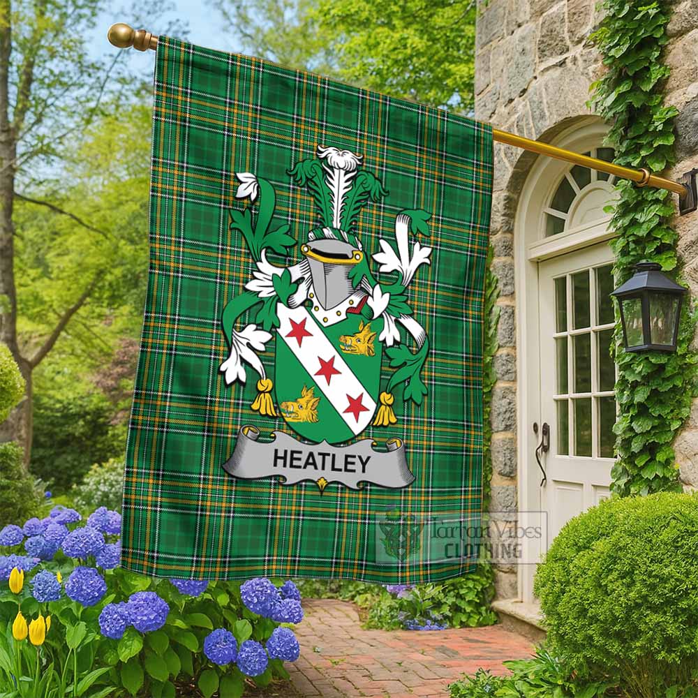 Heatley Irish Clan Tartan Flag with Coat of Arms