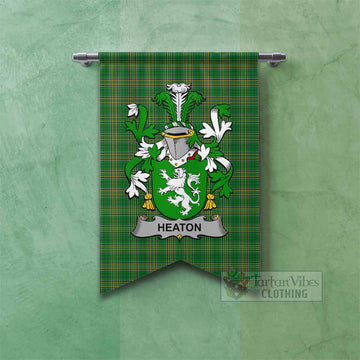 Heaton Irish Clan Tartan Gonfalon, Tartan Banner with Coat of Arms