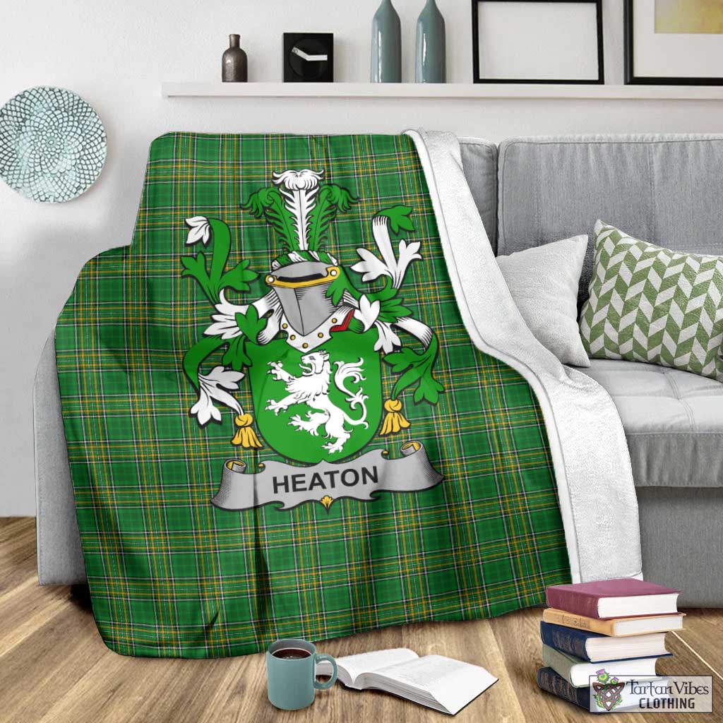 Tartan Vibes Clothing Heaton Irish Clan Tartan Blanket with Coat of Arms