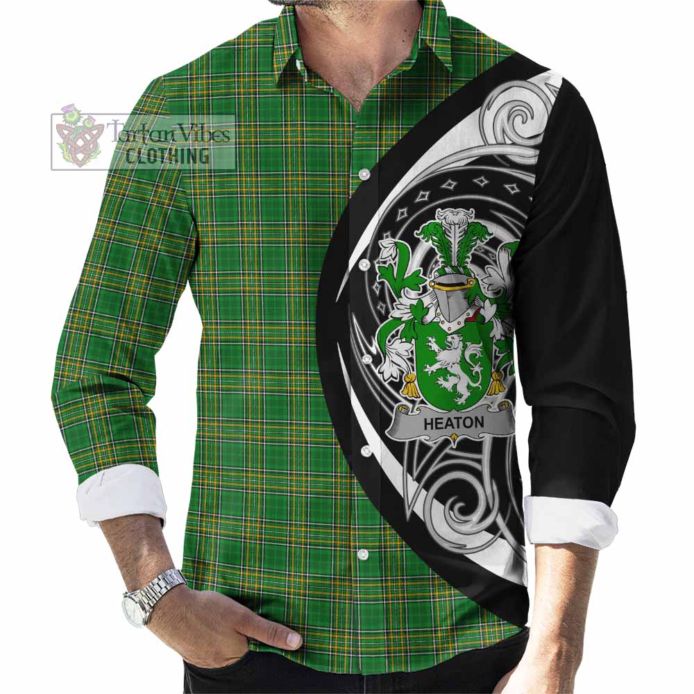 Tartan Vibes Clothing Heaton Irish Clan Long Sleeve Button Shirt Celtic Circle Style