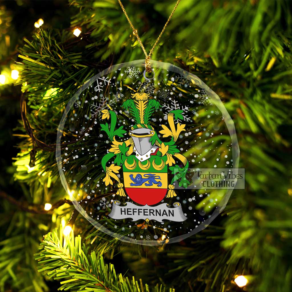 Tartan Vibes Clothing Heffernan Irish Clan Christmas Glass Ornament with Coat of Arms