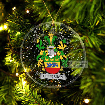 Tartan Vibes Clothing Heffernan Irish Clan Christmas Glass Ornament with Coat of Arms