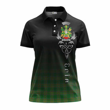 Tartan Vibes Clothing Heffernan Irish Clan Women's Polo Shirt with Coat of Arms Erin Go Bragh Celtic Inspired