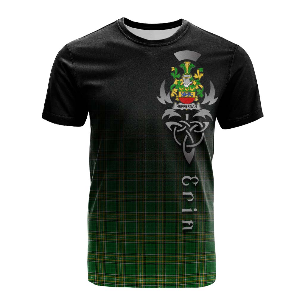 Tartan Vibes Clothing Heffernan Irish Clan Cotton T-shirt with Coat of Arms Erin Go Bragh Celtic Inspired