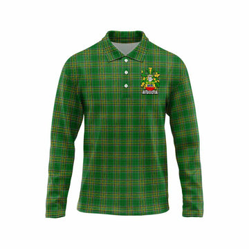 Tartan Vibes Clothing Heffernan Irish Clan Tartan Long Sleeve Polo Shirt with Coat of Arms