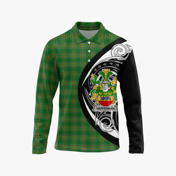 Tartan Vibes Clothing Heffernan Irish Clan Long Sleeve Polo Shirt Celtic Circle Style